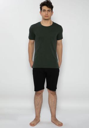 Pijama bărbați kaki-negru – bumbac & modal