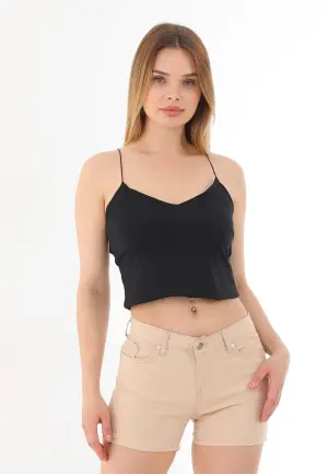 Blugi scurți damă de vară – elastici, mulați, cu buzunare la spate-crem
