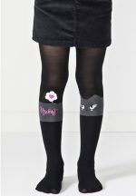 Dres fetițe Penti Pretty ,,Catty'', 30 den- imprimeu pisică, negru