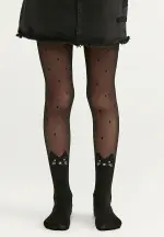 Dres fetițe Penti Young ,,Cute Cat" 30 DEN- imprimeu pisicuță, culoare negru