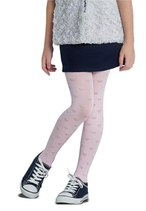 Dres fetițe Penti Pretty ,,Merla'' 80 DEN, imprimeu inimioare, alb