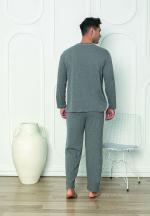 Pijama bărbați din bumbac cu mânecă lungă și pantaloni lungi