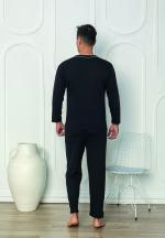 Pijama bărbați din bumbac cu mânecă lungă și pantaloni lungi