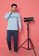 Pijama barbati vatuita, bluza cu maneca lunga si pantaloni lungi