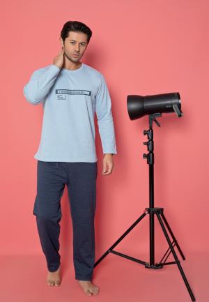 Pijama barbati vatuita, bluza cu maneca lunga si pantaloni lungi