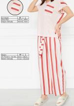 Pijama damă Freenight roz, tricou mânecă scurtă, pantaloni lungi