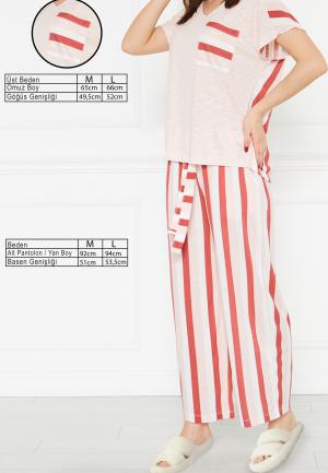Pijama damă Freenight roz, tricou mânecă scurtă, pantaloni lungi