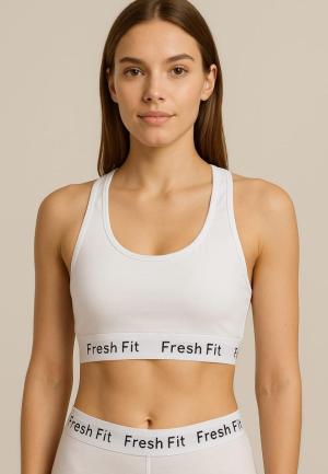 Bustieră sport Fresh Fit din bumbac și elastan- alb