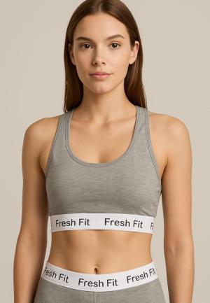 Bustieră sport Fresh Fit din bumbac și elastan- gri