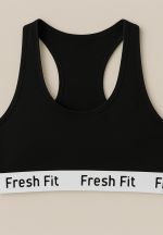 Bustieră sport Fresh Fit din bumbac și elastan- negru