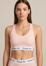 Bustieră sport Fresh Fit din bumbac și elastan- ROZ