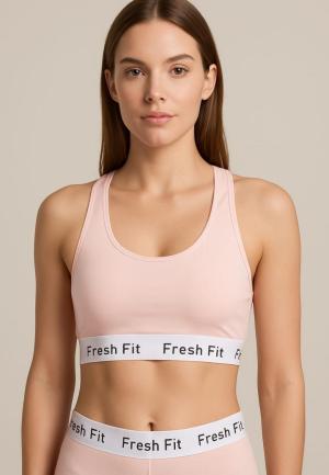 Bustieră sport Fresh Fit din bumbac și elastan- ROZ