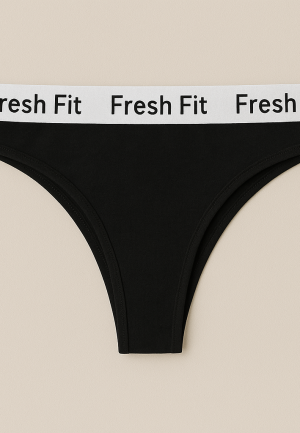 Chilot tanga Fresh Fit din bumbac și elastan-negru