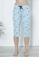Pantaloni pijama damă 3/4, blue, imprimeu oițe