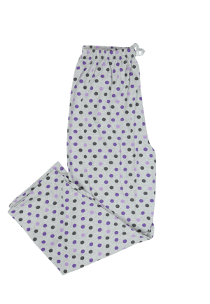 Pantaloni de pijama damă big size din bumbac, imprimeu cu buline