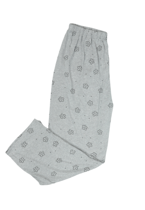Pantaloni de pijama damă big size din bumbac, imprimeu cu floricele