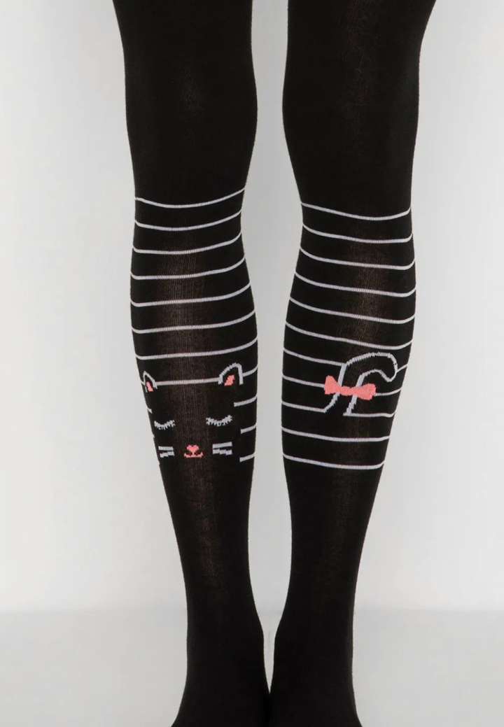 Dres dama Penti Lovely,bumbac ,,Miow K''- mat și opac, culoare negru