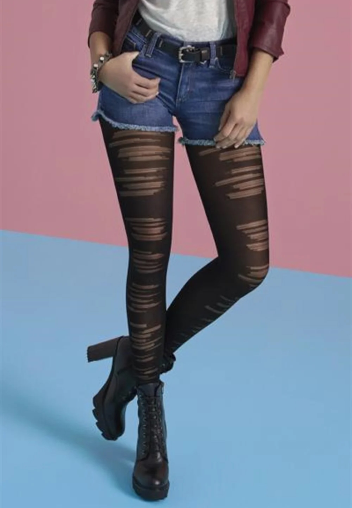 Dres Penti Lovely ,,Slash'' 60 DEN – Efect Franjurat, Culoare negru