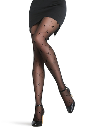 Dres Penti Damă ,,Elegans" 15 DEN, Transparent, cu Model- Negru