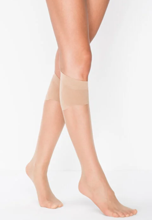 Șosete până la genunchi ,,Pantalon Corabi'' Fit 15 DEN, lucioase - Bej Deschis