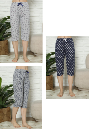 Set de 3 perechi de pantaloni pijama ¾ pentru damă