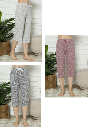 Set de 3 perechi de pantaloni pijama ¾ pentru damă