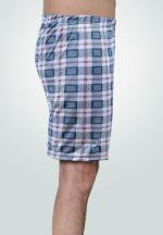 Short de pijama bărbați carouri gri-rosu, bumbac