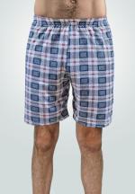 Short de pijama bărbați carouri gri-rosu, bumbac