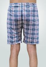 Short de pijama bărbați carouri gri-rosu, bumbac