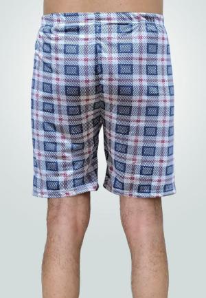 Short de pijama bărbați carouri gri-rosu, bumbac
