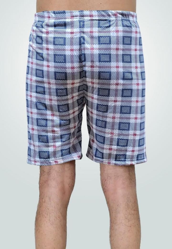 Short de pijama bărbați carouri gri-rosu, bumbac