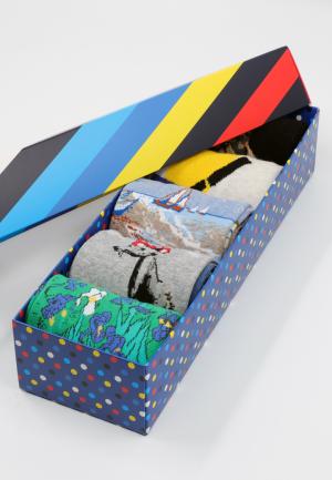 Set 5 Perechi Șosete Bărbați Serena – Multicolore, cu Imprimeuri Vesele, în Cutie Cadou