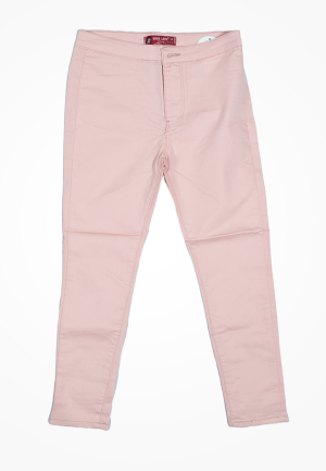 Blugi damă skinny talie înaltă – material elastic, subțire, roz deschis