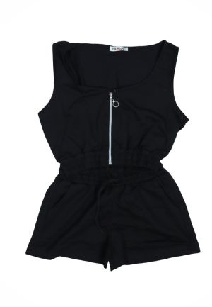 Compleu damă casual – set top scurt și pantaloni scurți, culoare negru