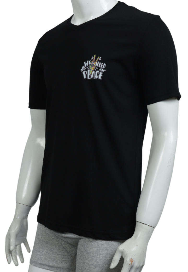 Tricou bărbați cu imprimeu peace – croială lejeră