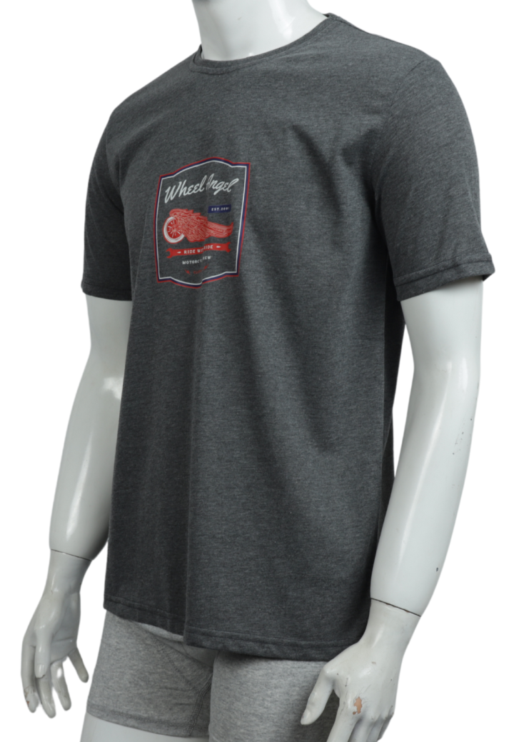 Tricou bărbați cu imprimeu WHEEL ANGEL – croială lejeră