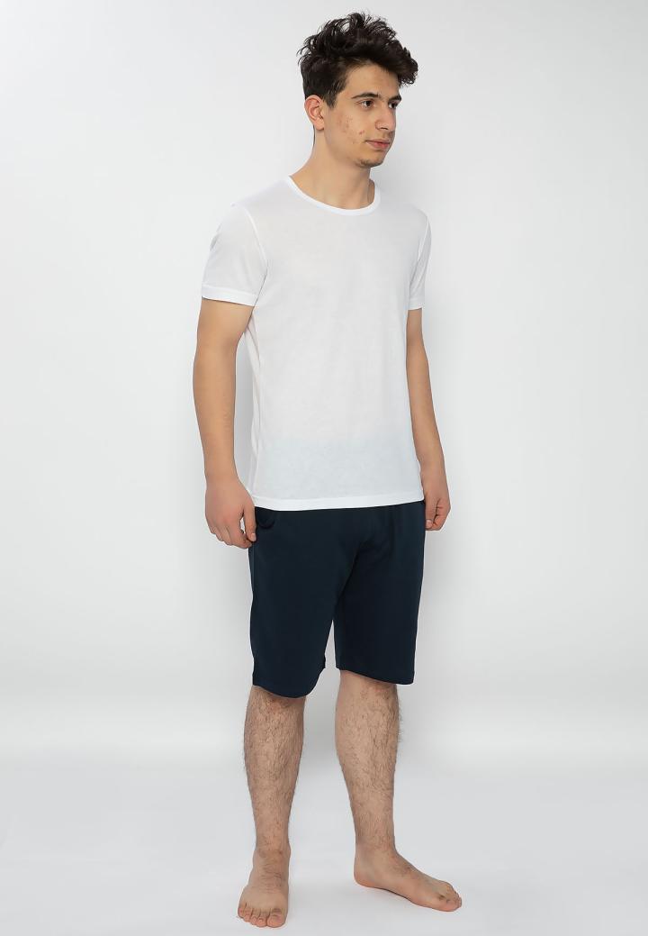 Pijama bărbați alb-bleumarin – bumbac & modal