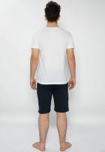 Pijama bărbați alb-bleumarin – bumbac & modal