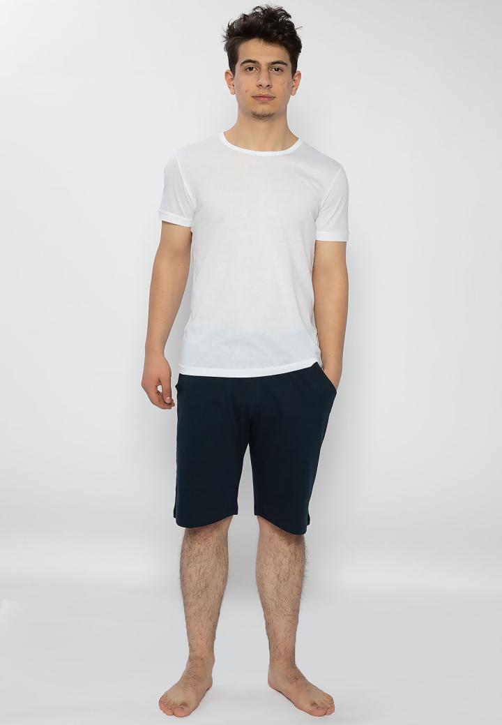 Pijama bărbați alb-bleumarin – bumbac & modal