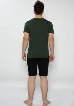 Pijama bărbați kaki-negru – bumbac & modal