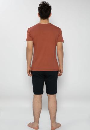 Pijama bărbați maro-negru – bumbac & modal