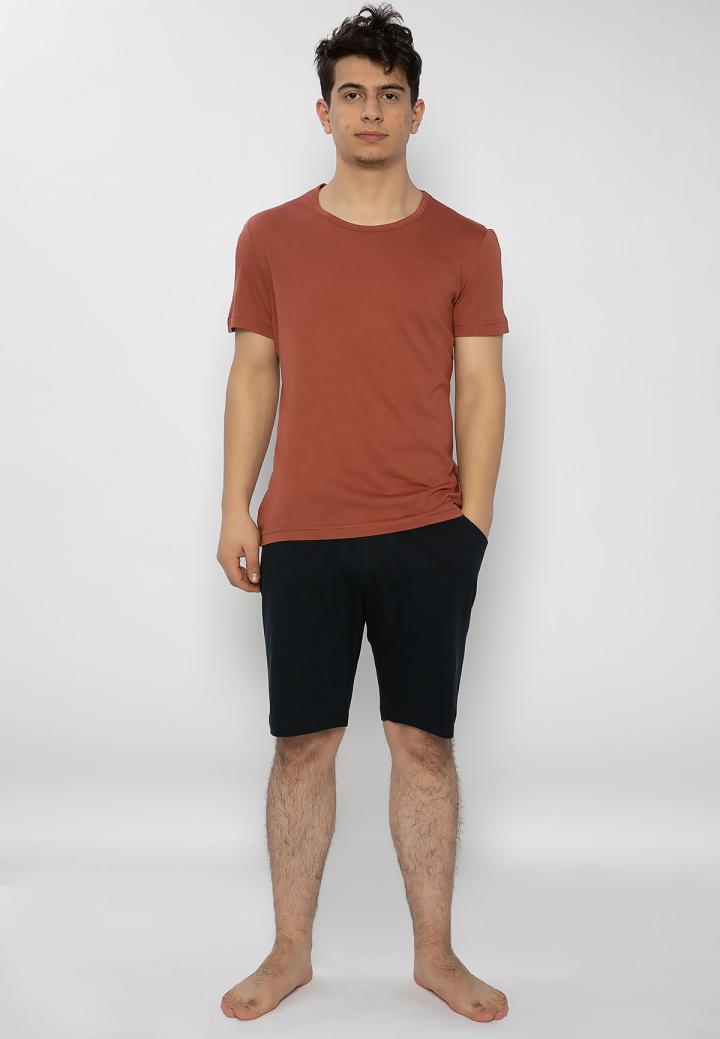 Pijama bărbați maro-negru – bumbac & modal