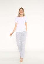 Pijama damă Arnetta alb-gri cu imprimeu floral – bumbac & modal