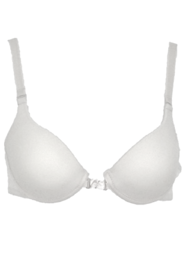 Sutien damă cu prindere frontală, burete si push up, culoare alb