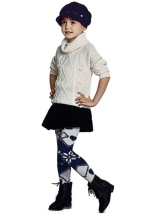 Dres fetițe Penti Pretty ,,Flake'', bumbac- imprimeu fulgi de zăpadă, bleumarin