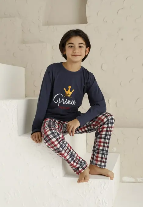 Pijama băieți, mânecă lungă, Prince, bleumarin