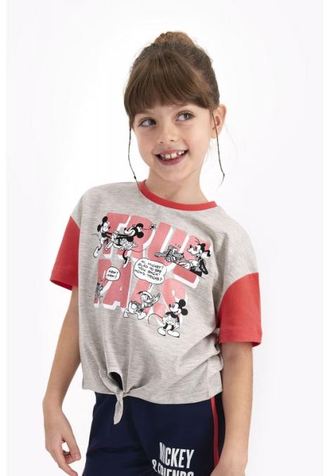 Pijama pentru fetițe Disney, tricou si pantalon scurt, model True Pals, gri