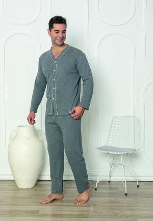 Pijama bărbați din bumbac cu mânecă lungă și pantaloni lungi