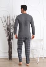 Pijama bărbați din bumbac, mânecă lungă și pantaloni lungi, imprimeu Unique