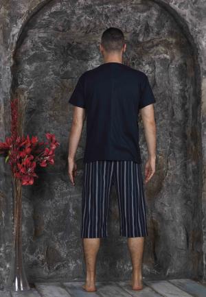 Pijama bărbați din bumbac – tricou cu imprimeu "LEGEND"- Bleumarin